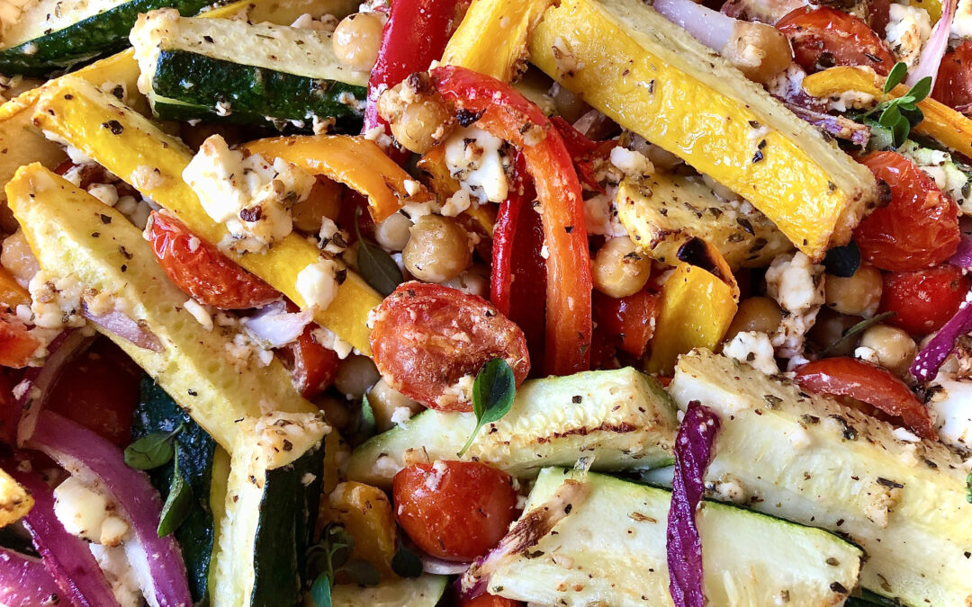 French Chickpea Feta Veggie Bake