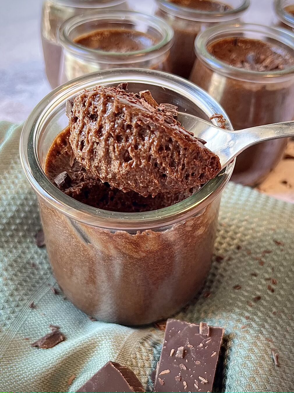 French Chocolate Mousse spoon lift