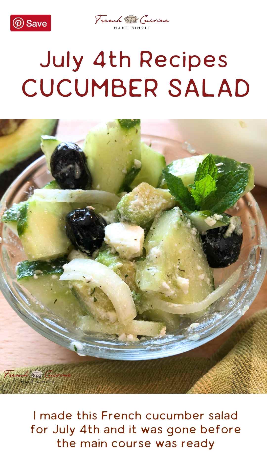 cuc salad 4th july-French Cuisine Made Simple.